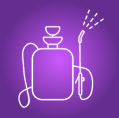 Image depicting a disinfection sprayer icon, symbolising sanitisation and hygiene practices. The icon features a spray nozzle emitting disinfectant mist, illustrating the process of cleaning and sterilisation. It represents the importance of maintaining cleanliness and preventing the spread of germs and viruses.